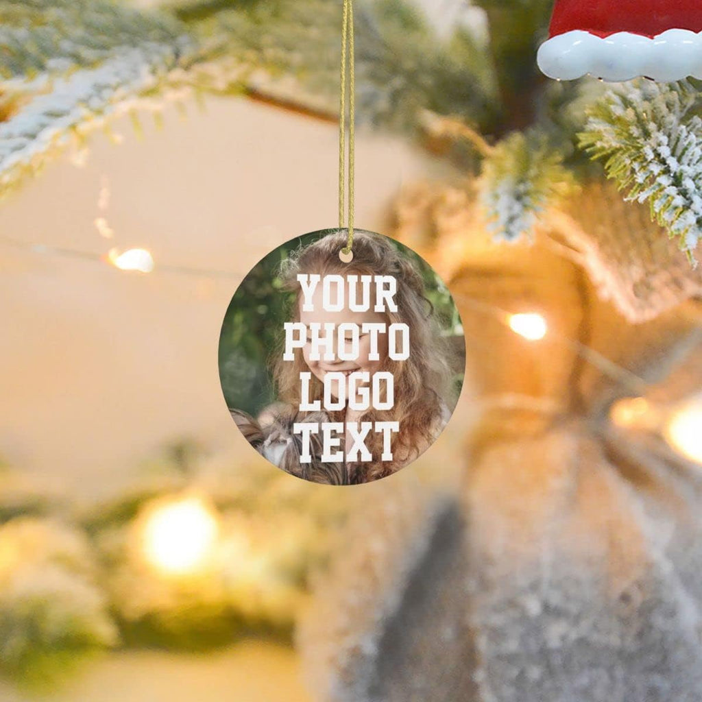 Custom Unique Photo Christmas Ornaments Personalized Family Xmas Tree Ornament with Your Picture and Text 2022 Round Ornament, Decoration Gift (Round)