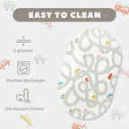 STARUIA Grey Kids Rug for Playroom, 5'x7' Washable Road Rug for Kids Bedroom, Non-Slip Car Rugs for Nursery, Large Traffic Play Mat Utral Soft Baby Carpet for Boys Girls Dorm Toy Room Tent