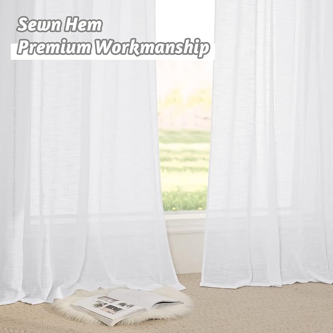 RYB HOME Sheer Curtains 108 inches, Extra Long Floor to Ceiling Curtains | - Image 5