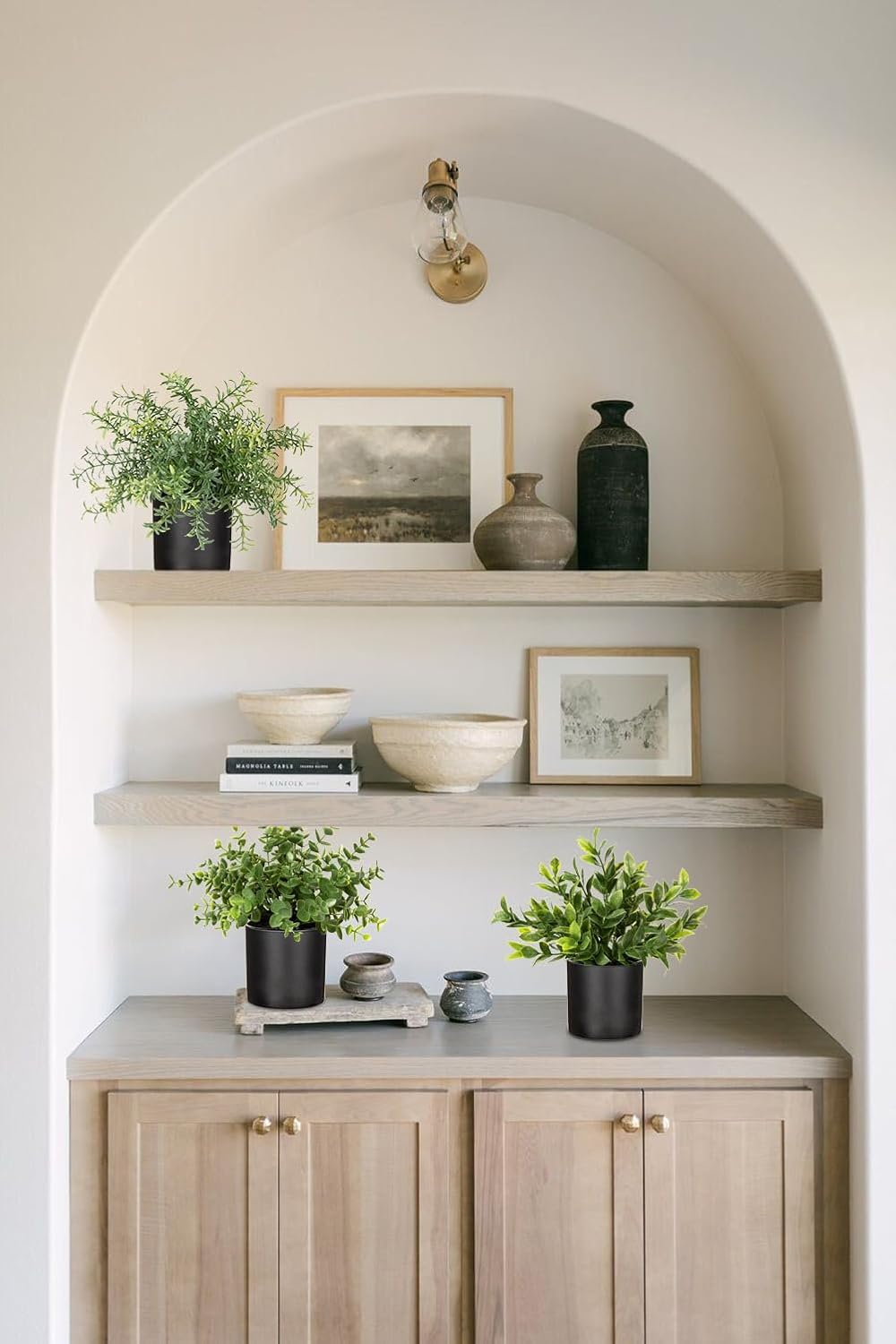 3 Pack Small Fake Plants for Shelf Decor Accents with Plastic Pot Artificial Potted Plants for Rustic Farmhouse Decor Faux Plants Indoor Fake Potted Plants Artificial for Home Office Bookshelf Decor