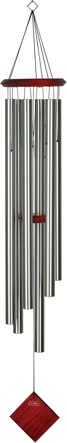 Woodstock Chimes Neptune Wind Chime for Outside 54" Large Silver, Deep Tone Sound for Outdoor Garden, Patio, Porch Decor, Encore Collection DCS54