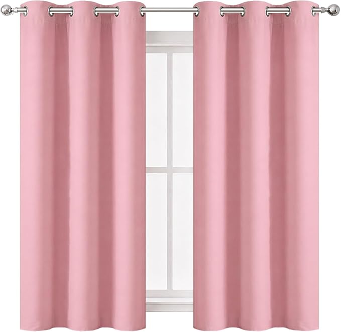Pink Thermal Blackout Curtains/38 x 54 Inch/Set of 2 Panels Room Darkening - Image 2