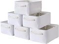 TheWarmHome Storage Basket for Organizing - Small 6 Pack 11.8x7.8x5.2 inch Gifts for Empty with Rope, Fabric Storage Cubes for Decorative Cloth Dog Livehome (White)