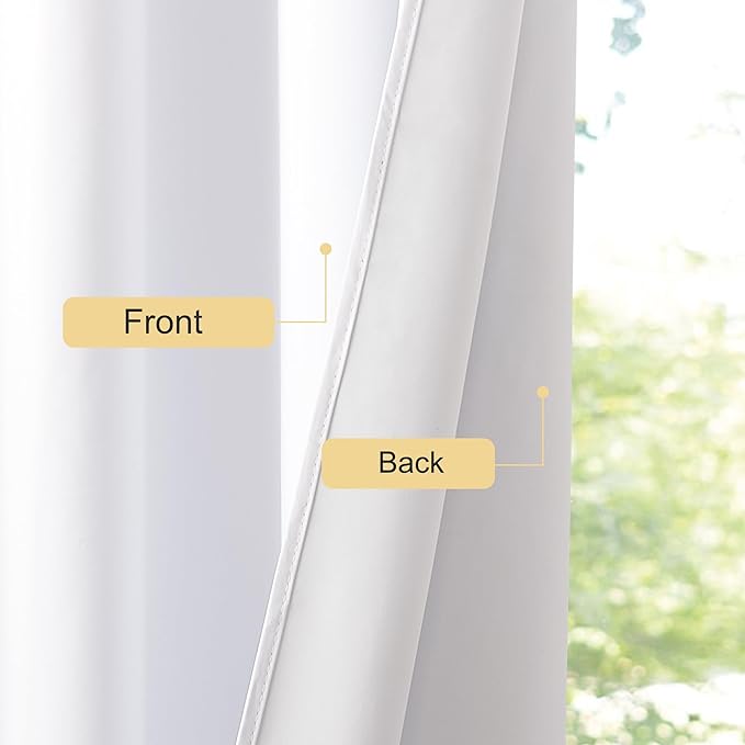 NICETOWN White 100% Blackout 90 inch Curtains - Image 7