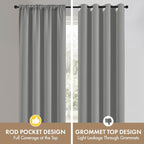 MIULEE 84 Inch Length Light Grey Blackout Bedroom Curtains Set of 4 | Thermal - Image 7