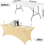 2Pack Spandex Table Cover for 6Ft or 4fT or 8ft Table Universal Fitted Stretch Tablecloth for Party, Banquet, Wedding and Events-Champagne