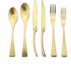 Luxury 18/10 Stainless Steel Matte Champagne gold Flatware Set - Silverware Cutlery Utensil Set Steak Knife Spoon and Fork Knife Serving Set,Service for 1 (6-Piece)