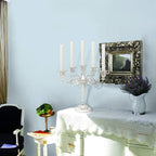 Metal Candelabra 5-Candle 10.1 Inch Tall Candle Holder Stick for Home Wedding Event and Party Festival,Silver
