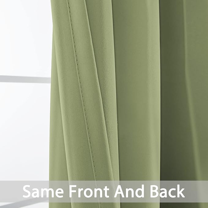 Yakamok Room Darkening Curtains 52x63 inch Length Sage Green-Living Room | 2 - Image 6