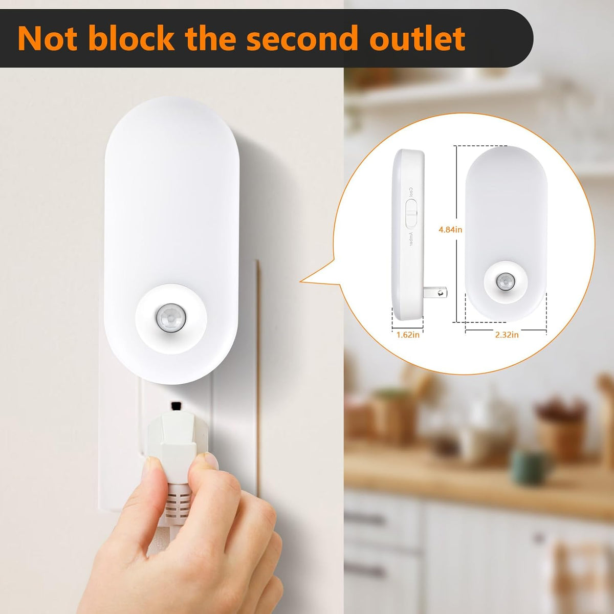 Dawnrise Night Lights Plug into Wall, Motion Sensor Night Light Plug in Indoor, 38 LED Dimmable 100LM or 10LM and 2 Color Temperature Lights for Bedroom, Stairs, Kitchen, Hallway, Utility Room 2PK