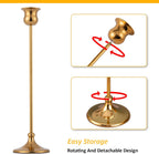 Taper Candle Holder Tall Vintage Metal Candlestick Holders Candle Stick Candelabra for Halloween Thanksgiving Christmas Holiday Wedding (Gold, 1 Set (3 pcs))