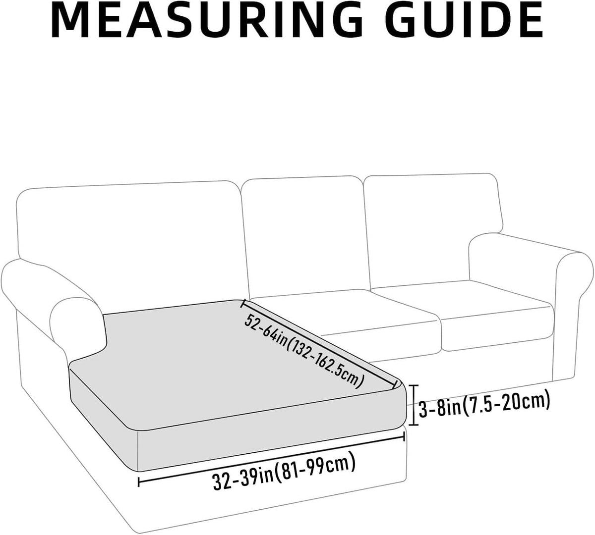 hyha Waterproof Sectional Couch Covers, Non Slip Sofa Couch Cushion Covers L Shape, Thick Stretch Jacquard Fabric, Washable Sofa Slipcovers with Elastic Bottom (1 Piece for Chaise, Green)