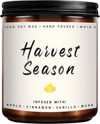 Fall Candle - Harvest Season Scented Candle, Fall Soy Candles for Home Decor, 7 oz Natural Soy Wax – Long-Lasting Autumn Candles, Aromatherapy Gift for Women & Thanksgiving, 7oz