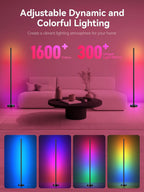 Smart RGBICW LED Corner Floor Lamp - 16 Million DIY Colors, 68+ Scenes, Music Sync, App & Remote Control, Color-Changing Ambient Lighting for Living Rooms, Bedrooms, and Gaming Rooms