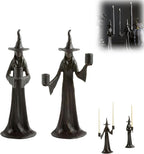 Halloween Witch Candle Holder,Handmade Black Witchs Statue, for Placement in The Table, Witch Halloween Decorations, Window Display