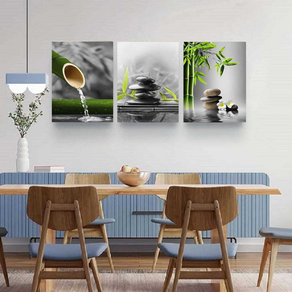 Yxbhhym-Bathroom Decor Black and White Zen Wall Art Gray Green Room Decor Zen Poster Canvas Pictures Zen Artwork for Spa Living Room Wall Decoration Wall Art Bedroom Home Decor Framed Prints Art