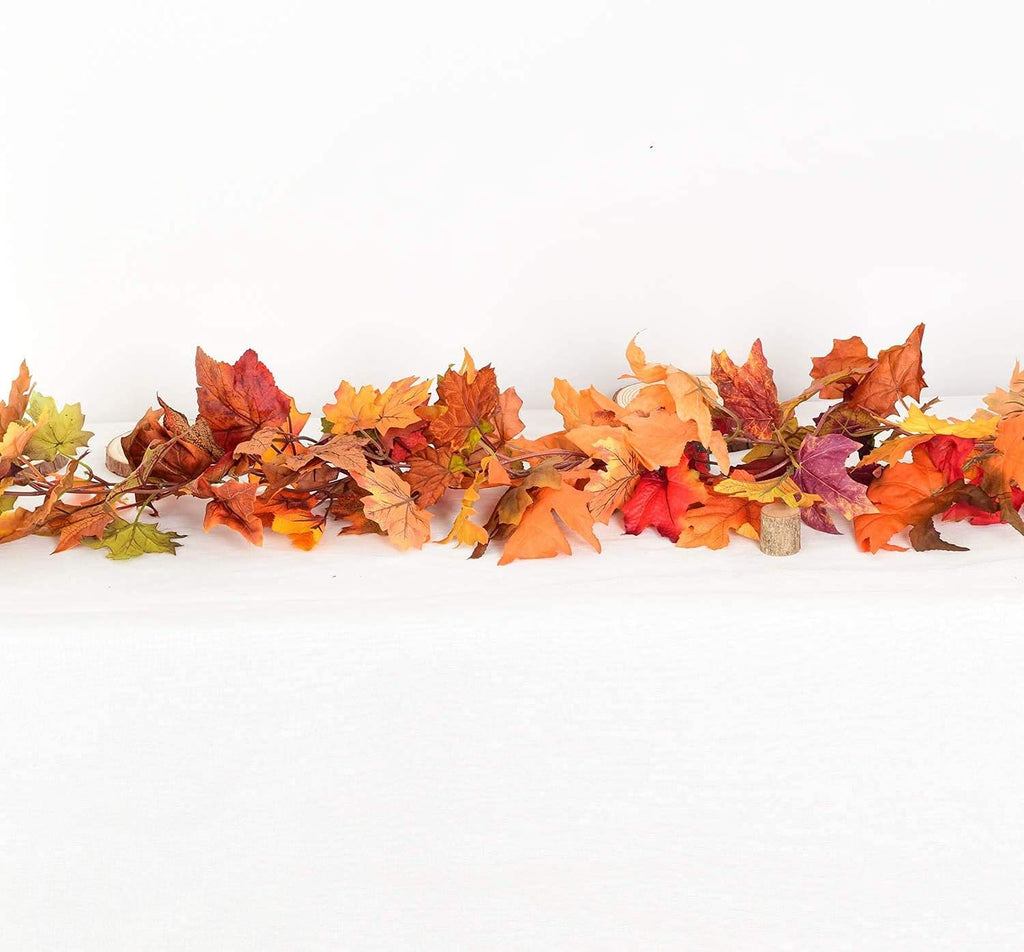 3 Pack Fall Maple Leaf Garland Artificial Maple Garland, Autumn Hanging Fall Leave Vines for Indoor Outdoor Wedding Thanksgiving Dinner Party Decor