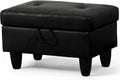 Ottoman Rectangular Storage Ottoman Bench, Faux Leather Footrest, Coffee Table, Stool Footstool with Hinged Lid for Living Room, Bedroom, Entryway, Black, 28.5"x19"x17.5"
