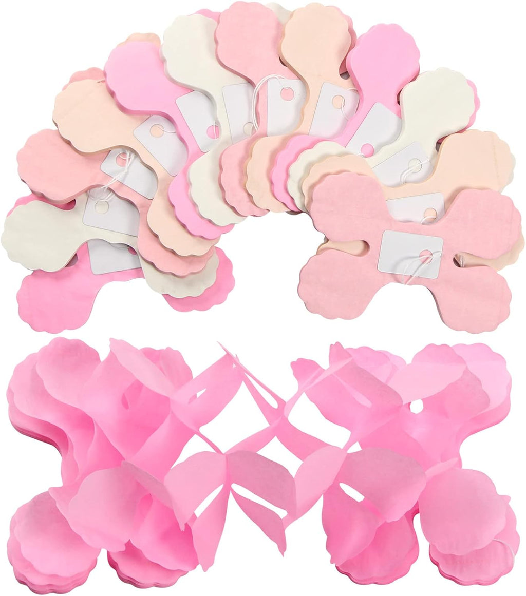 Pink-White Peach Party-Decorations Streamers Garland - 157Ft Four-Leaf Clover Hanging Banner,Wedding Girl Birthday Baby Bridal Shower Engagement Bachelorette Decor Hugtmr