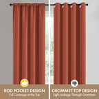 MIULEE Set of 4 Burnt Orange 45 Inch Short Blackout Kitchen Window Curtains | - Image 7