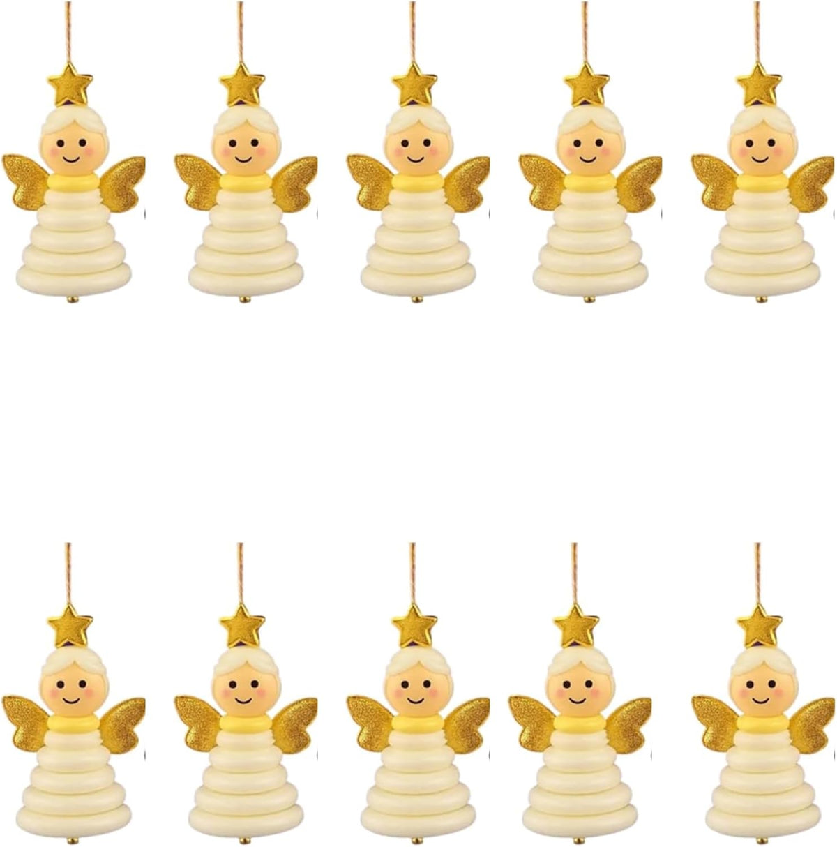DIY Christmas Button Ornament Making Set - Snowman/Santa/Angel, Fun Holiday Craft Kit for All Ages, Ideal Xmas Tree Hanging Decor & Festive Gifts (10 pcs-C)