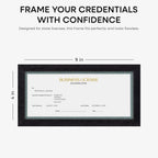Homeforia 4x9 Business License Frame Black, High End Oak 4 x 9 Black Wood Certificate Frames, 9x4 Wooden Document Frames for Wall or Tabletop, 4 by 9 Picture Frames, Tempered Glass, Wall Kit, Set of 1