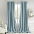 MIULEE Slate Blue Back Tab Blackout Curtains 52x120 Inch Long 2 Panels Set | by MIULEE
