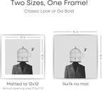 Homeforia Silver 14x14 Picture Frame, High End Metal 14 x 14 Square Frame with Mat 12 x 12 Photo, 14x14 Poster Frames Matted to 12x12 Print, 14 by 14 Hanging Frames, Tempered Glass, Wall Kit, Set of 1