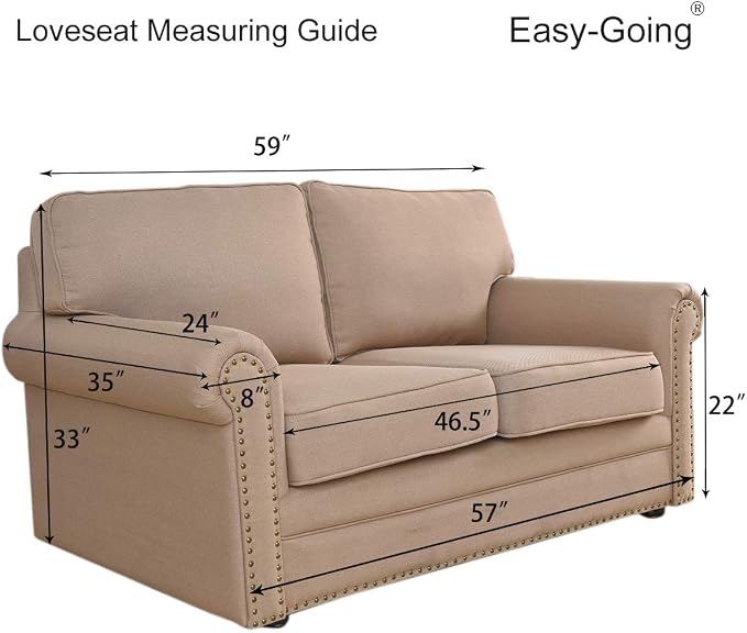 Easy-Going Stretch Loveseat Couch Covers Washable Chocolate | 1-Piece Loveseat - Image 7