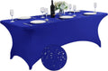 SuperO Waterproof Spandex Table Cover for 8FT Table Universal Fitted Stretch Tablecloth for Party, Banquet, Wedding and Events-Royal Blue