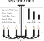Modern Black Chandelier, Round LED Ceiling Hanging Lamp, Farmhouse Candle Pendant Light Fixtures for Bedroom Living Room Dining Room Kitchen Island (Black-A 6Lights)