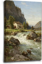 Vintage landscape rural scenery poster art farmhouse cottage wall decor living room kitchen quiet country stream suitable for bedroom bathroom
