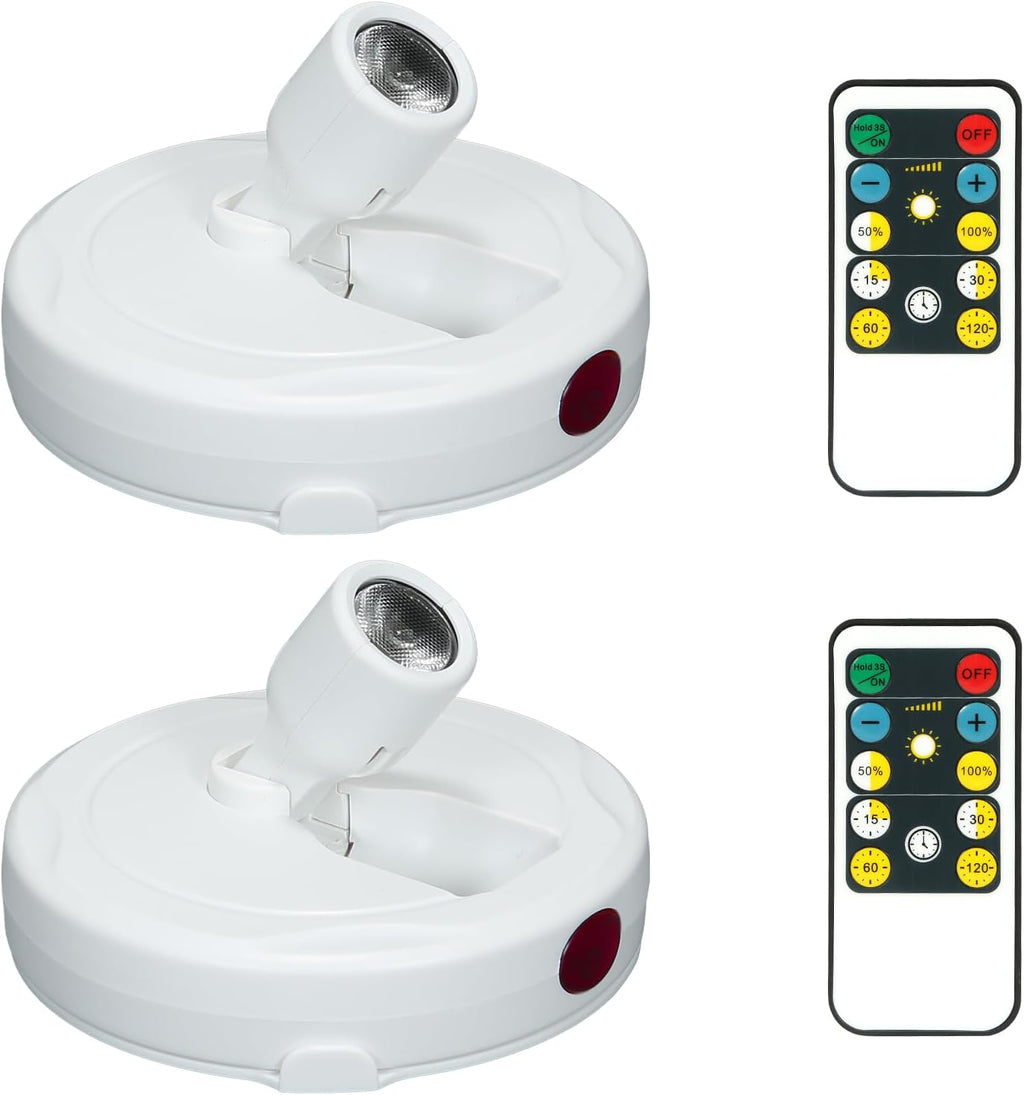 Cordless Spotlight Battery Powered, LED Accent Lighting with Remote and Timer, Display Puck Lights, Stick Uplight for Tree Portrait Gallery Picture Dartboard Painting Art Photo Plant