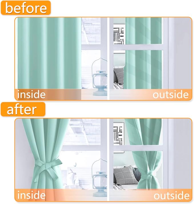 RV Short Blackout Curtains for Bedroom, 2 Panels, Aqua 52 x 30 Inch | Thermal - Image 4