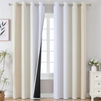 Beige and Greyish White Ombre Blackout Curtains Living Room 84 Inches Long | by ESTELARTEXTILER