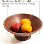 Folkulture Wooden Fruit Bowl for Kitchen Island | (11") Countertop or Eco Friendly Decorative Centerpiece Table Decorations | Decorative Bowls, Fruits Tray or Fruit's Holder for Kitchen Counter Decor
