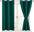 Short Blackout Curtains for Bedroom, Hunter Green, 38 x 45 Inch | Thermal by Hiasan