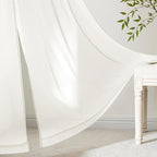 MIULEE Ivory Sheer Curtains 63 Inches Long 4 Panels 42 x 63 Inches | Light - Image 6
