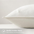 MIULEE Set of 2 Linen Pillow Covers 18x18 Inch Cream White | Boho Farmhouse​ - Image 3