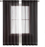 SpaceDresser Black Sheer Curtains 4 Panels Rod Pocket Semi-Sheer Curtain 72 - Image 3