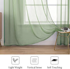 MIULEE Sage Sheer Curtains 54 X 108 Inches Sage, 2 Panels | Solid Color - Image 4