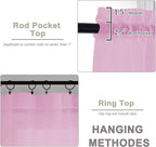 Pink Sheer Curtains 72 Inches Long 2 Panels Set, Transparent Voile Sheer Curtain - Image 4