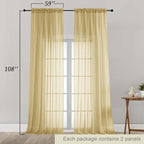 Extra Long Gold Sheer Curtains for Bedroom Living Room 108 Inches Long 2 Panels - Image 2