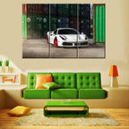 TUMOVO 3 Pieces Wall Art 488 White Sports Car in Warehouse Painting The Picture Print On Canvas Racing Car Pictures for Home Decor Decoration Gift Piece 40 x 20inch x 3 Panels