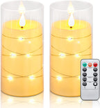 Aignis Flickering Flameless Candles Battery Operated Candles LED Candles with Remote Timer for Home/Wedding/Birthday/Holiday Decor ，Ivory White 3D Flame Set of 2 (D3 xH6 6")