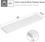 Single Floating Shelves 48 Inches, 48 x 10 inch Deep x 1.8 in Thick, Long Wall Shelves Heavy Duty 80 lbs for Bedroom, Living Room, Kitchen, Office, Modern Shelf Book Home Decor, White