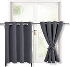 Grommet Blackout Curtains for Bedroom 52 x 30 Inches Long Dark Grey | Thermal - Image 7