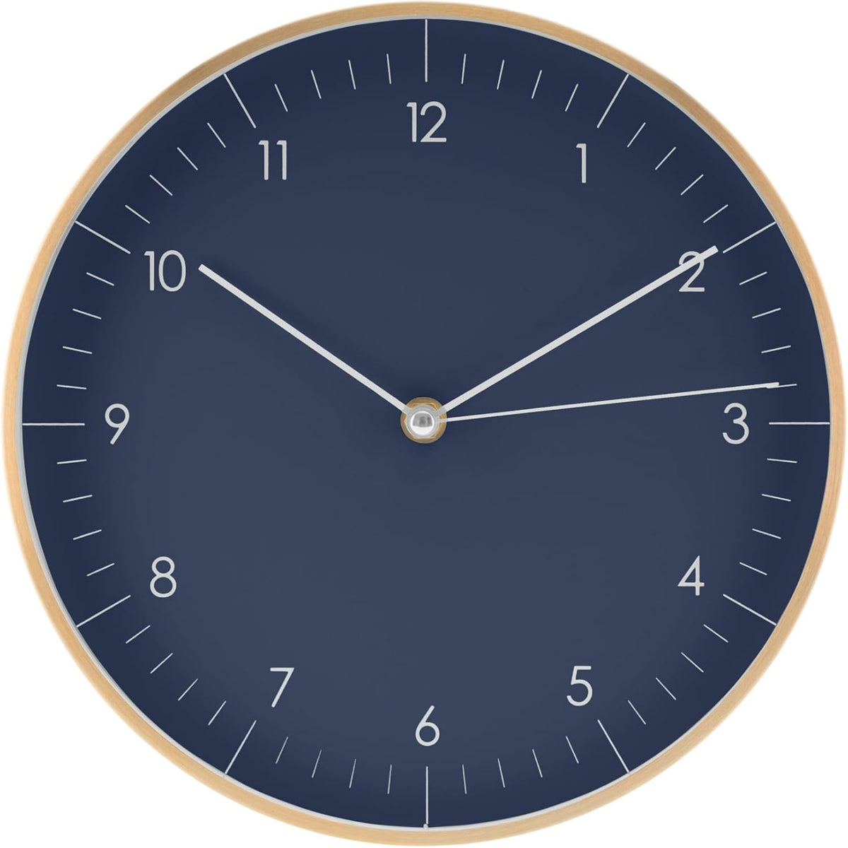 LUUK LIFESTYLE Modern Quartz Wall Clock with Silent Movement, Scandinavian Design, Kitchen and Living Room Clock, Gift idea, Trendy Home Decor, 10 inch, in Dark Blue and Gold