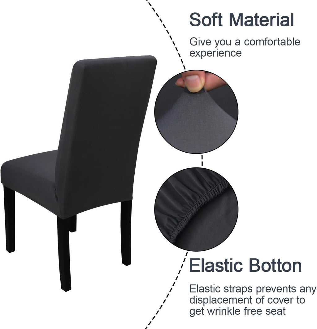 JQinHome 4 Pcs Dining Chair Slipcover, High Stretch Removable Washable Chair Seat Protector Cover for Home Party Hotel Wedding Ceremony