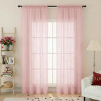 Blush Sheer Curtains 84 Inches Long 2 Panels, Soft Airy Light Filtering Curtains by WelvetBLK